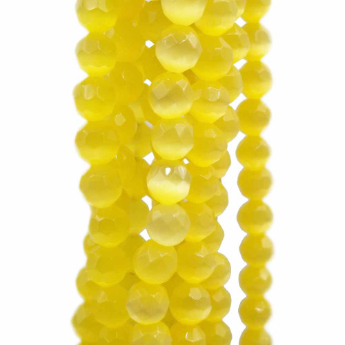 occhi di gatto gialle tondo sfaccettato 6 mm filo 40 cm