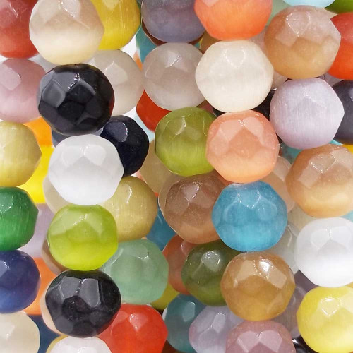 Occhio di gatto tondo sfaccettato 8 mm filo 40 cm