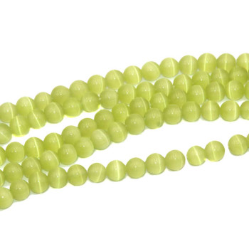 Perline occhi di gatto tonde lisce verdi 6 mm filo 40 cm