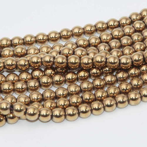 Ematite tonda liscia oro 6 mm filo 40 cm