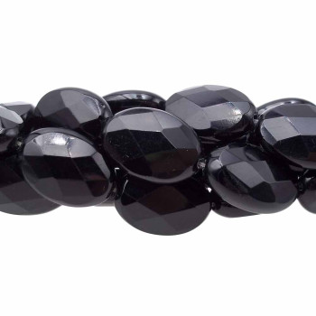 Onice nero ovale sfaccettato 18x13 mm pacco 2 pezzi 