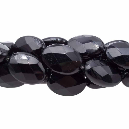 Onice nero ovale sfaccettato 18x13 mm pacco 2 pezzi 