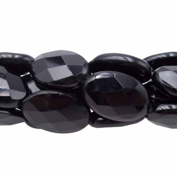 Onice nero ovale sfaccettato 20x15 mm pacco 2 pezzi 