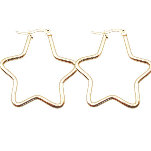 Orecchini acciaio d'orato stella oro 43 mm pacco 2 pezzi