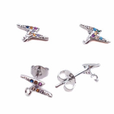 Orecchini a perno in ottone rodiato con strass colorati 10x5.4 mm 2 pz Orecchini a perno in ottone rodiato con strass colorati 10x5.4 mm 2 pz