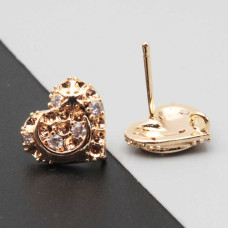 Orecchini a perno cuore con strass 11 mm placcati oro 18kt conf. 2 pz Orecchini a perno cuore con strass 11 mm placcati oro 18kt conf. 2 pz
