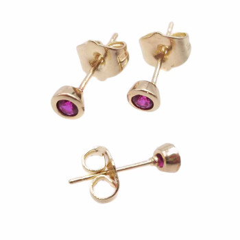 Orecchini a perno ottone oro con cristallo fucsia 4.4 mm 2 pz