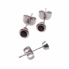 Orecchini a perno ottone rodiato con cristallo nero 4.4 mm 2 pz Orecchini a perno ottone rodiato con cristallo nero 4.4 mm 2 pz