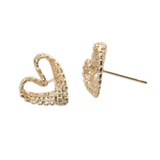 Orecchini a perno placcati oro 14 kt cuore 12 mm 2 pz