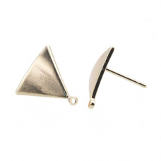 Orecchini a perno triangolo 13 mm placcato oro14 kt 2 pz