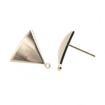 Orecchini a perno triangolo 13 mm placcato oro14 kt 2 pz