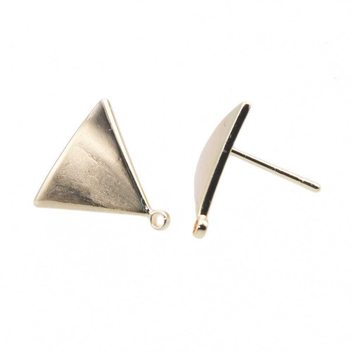 Orecchini a perno triangolo 13 mm placcato oro14 kt 2 pz