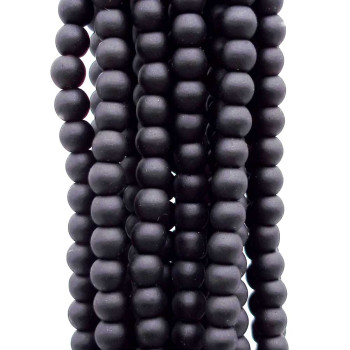 Ossidiana tonda liscia 4 mm nera opaca filo 40 cm