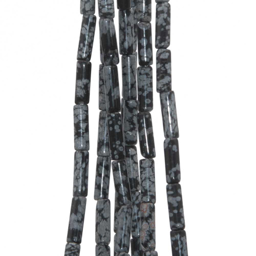 Ossidiana fiocco di neve bastoncino 13x4 mm filo 40 cm