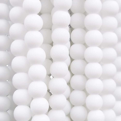 Ossidiana tonda bianca liscia opaca 6 mm filo