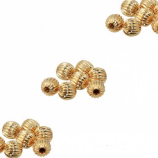 Pallina intagliata placcata oro 18kt 4 mm 25 pz