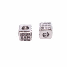 Cubetto metallo CZ argento 5x4.3 mm pacco 1 pz Cubetto metallo CZ argento 5x4.3 mm pacco 1 pz