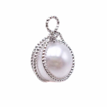 Pendente in ottone rodiato con perla in resina 17,5 mm pacco 1 pz