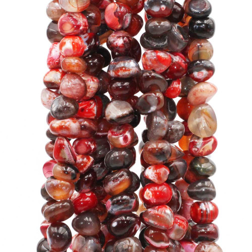 Pietre dure Pepite agata e diaspro rosso 7/9 mm fio 40 cm