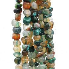 Pietre dure Pepite agata verde, avventurina malachite  7/9 mm fio 40 cm