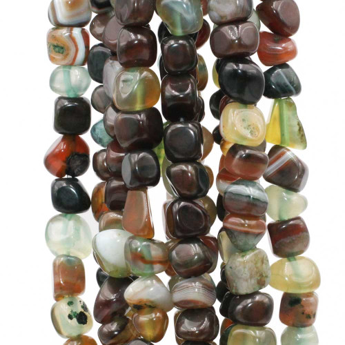 Pietre dure Pepite agata striata verde e marrone 7/9 mm fio 40 cm