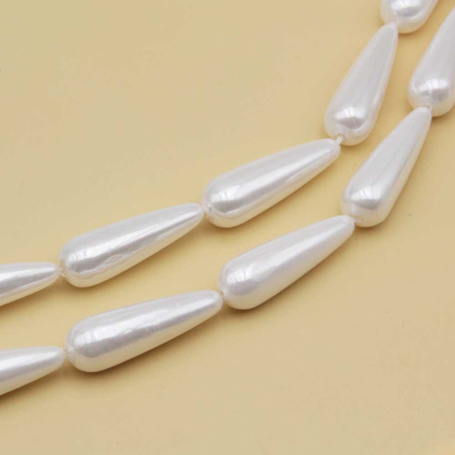 Perle di maiorca gocce bianche 30x10 mm con. 2 pz