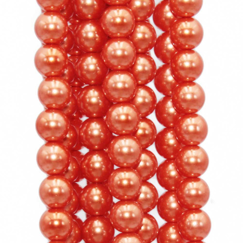 Perle cerate grado A++ tonde arancio corallo 6 mm filo 40 cm