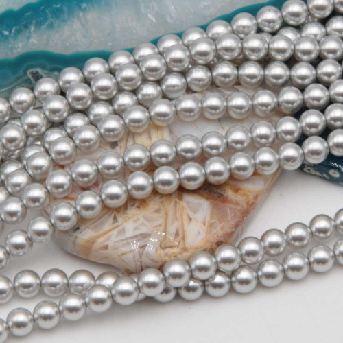 Perle cerate grado A++ tonde argento 6 mm filo 40 cm