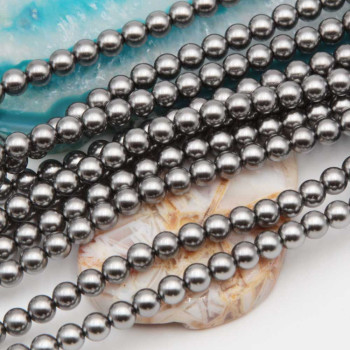 Perle cerate grado A++ tonde daark grey 4 mm filo 40 cm