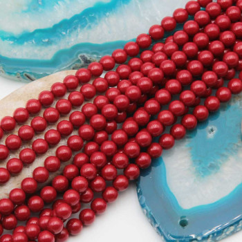 Perle cerate grado A++ tonde rosse corallo 4 mm filo 40 cm