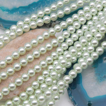 Perle cerate grado A++ tonde verde chiarissimo 4 mm filo 40 cm