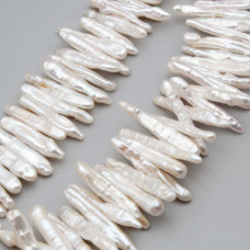 Perle di fiume grado A+++ bianche 26x7 mm circa conf. 10 pz Perle di fiume grado A+++ bianche 26x7 mm circa conf. 10 pz