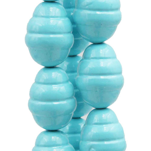 Perle di maiorca turchese bussolotto nido d'ape 16x12 mm 5 pz