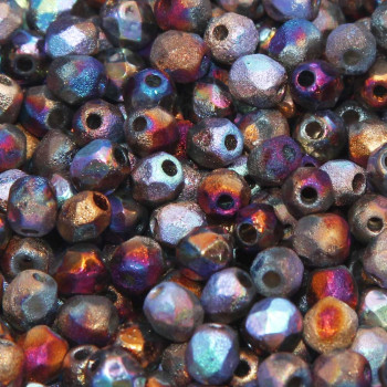 Perline Ceche Cristallo lucidate a fuoco glittery bronze 4 mm 40 pz