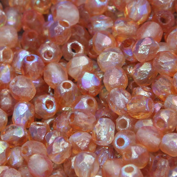 Perline Ceche Cristallo lucidate a fuoco orange rainbow 4 mm 40 pz