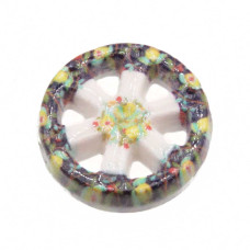 Perline ceramica ruota carro base bianca decorazioni floreale e limoni 19 mm conf. 1 pz