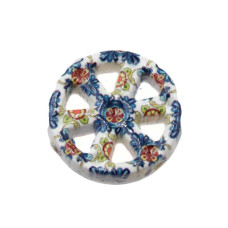 Perline ceramica ruota carro bianca decorazioni blu 19 mm conf. 1 pz Perline ceramica ruota carro bianca decorazioni blu 19 mm conf. 1 pz