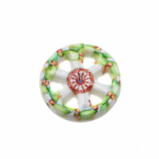 Perline ceramica ruota carro bianca decorazioni verdi 19 mm conf. 1 pz