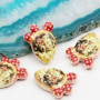 Perline in ceramica cactus finiture rosse gialle 17x13 mm conf. 2 pz