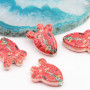 Perline in ceramica cactus stampa opera d'arte 17x13 mm conf. 2 pz