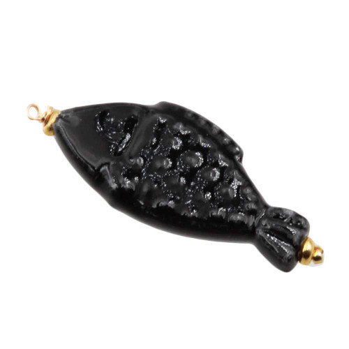 Pesciolio in ceramica nero 28x12 mm conf. 1 pz