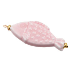 Pesciolio in ceramica rosa antico 28x12 mm conf. 1 pz