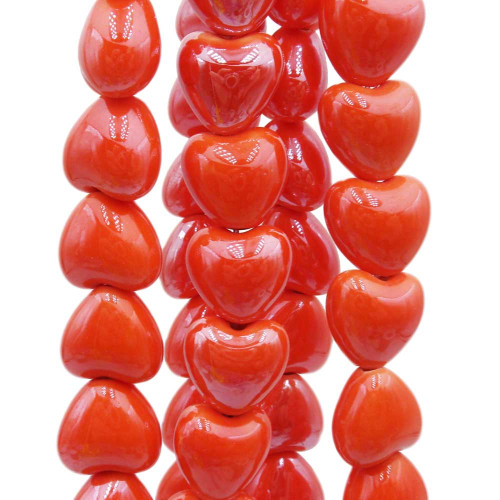 Cuori in ceramica arancio 12.5x11.5 mm filo 30 cm
