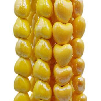 Cuori in ceramica gialle12.5x11.5 mm filo 30 cm