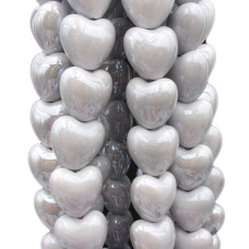Cuori in ceramica grey 12.5x11.5 mm filo 30 cm