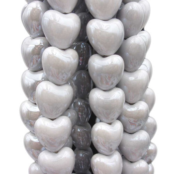 Cuori in ceramica grey 12.5x11.5 mm filo 30 cm