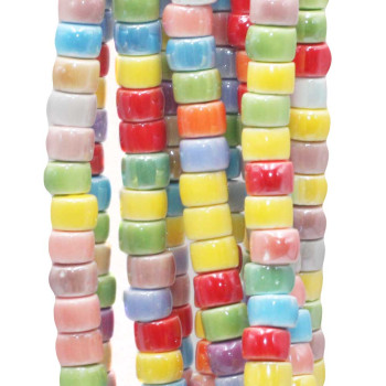 Rondelle in ceramica 6x4 mm multi color filo 40 cm