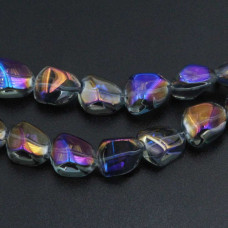 Perline cristallo pepite blu notte multi color 14x12 mm filo 22 pz