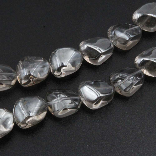 Perline cristallo pepite grey 14x12 mm filo 22 pz