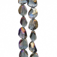 Perline cristallo pepite grigie scuro multi color 14x12 mm filo 22 pz